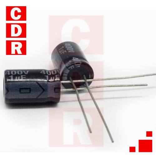 CAP. ELECTR. RADIAL 1UF 400V 105° 12X8MM REC