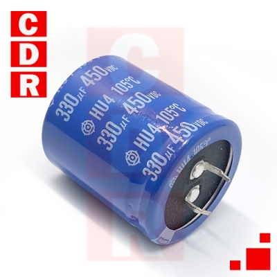 CAP. ELECTR. BLINDADO 330UF 450V 105ºC 35X40MM SNAP IN HITACHI