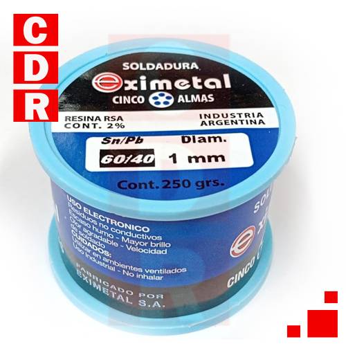 ESTAÑO 60/40 1MM 1/4KG EXIMETAL