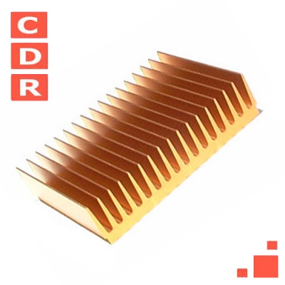 DISIPADOR ALETAS DORADO BASE 136.5MM ALT. 33MM LARGO 15CM ESP. NÚCLEO 8MM