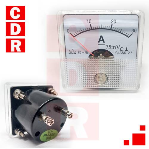 AMPERIMETRO PANEL 0-30AMP. CC SHUNT INTERNO SD-45