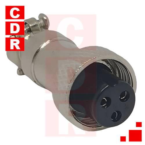 CONECTOR METAL MINI MICRÓFONO 3P HEMBRA CABLE