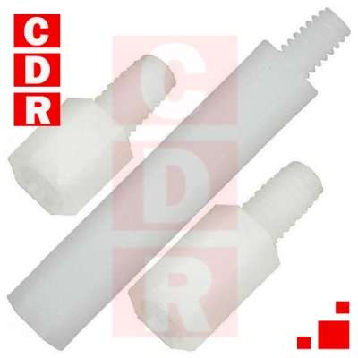 SEPARADOR DE PLASTICO HEXAGONAL CON ROSCA 5MM M-3 10+6