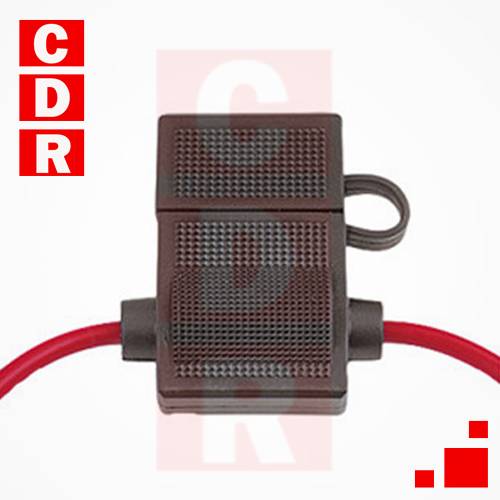 PORTAFUSIBLE A&Eacute;REO P/FUSIBLE AUTOMOTOR 14AWG DE GOMA REFORZADA C/TAPA