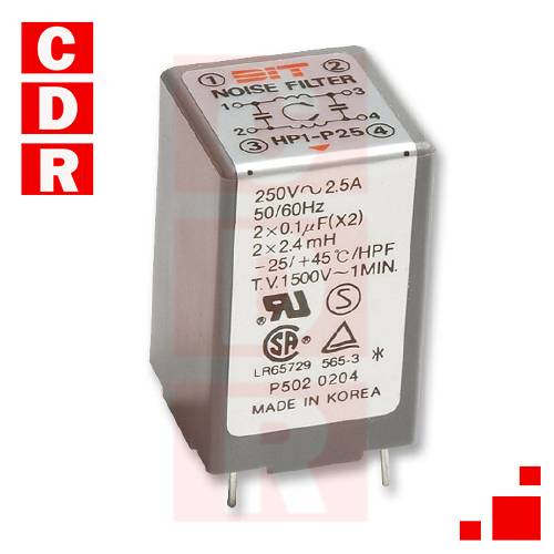 FILTRO DE LÍNEA 250V 3,6A P/CI 20X20X32MM PLÁSTICO HP1-P36 DIT