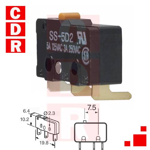 SS-5D2 SWITCH SNAP ACTION SPDT 5A 125V MARCA OEM