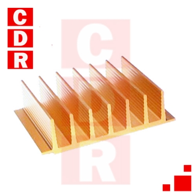 DISIPADOR ALETAS DORADO BASE 150MM ALT. 35MM LARGO 15CM ESP. NÚCLEO 6MM