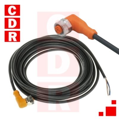 EVC005  (ADOAH040MSS0005H04)  4WIRE MICRO DC CORDSET, RIGHT ANGLE CONNECTORNICKEL PLATED BRASS COUPLING NUT BLACK PUR JACKET 22 AWG CONDUCTORS 5M