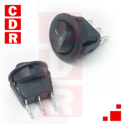 LLAVE TECLA REDONDA 6A 250V ON-OFF 3 POLOS ROCKER