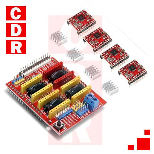 MODULE CNC SHIELD + 4 POLOLU A4988 DRIVERS 3D PRINTER ARDUINO UNO 3R