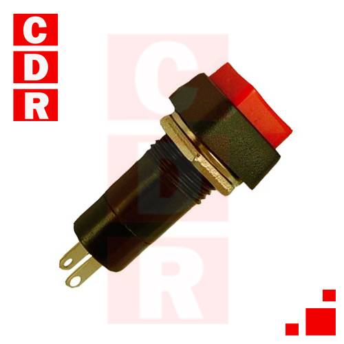 LLAVE PULSADOR C/RETENCIÓN 1A 250V CUADRADO 12MM ROJO