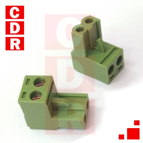 BORNERA ENCHUFABLE VERDE 2 VIAS 10A 300V PASO 5,08 MM