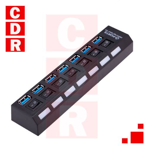 HUB USB 4 PORT USB 3.0 CON TECLA + FUENTE DE ALIMENTACIÓN