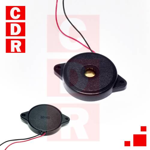 BUZZER PIZOELECTRICO  1/30V SS3040CL DIAM:29.5MM 6MM  C/OREJASY CABLE