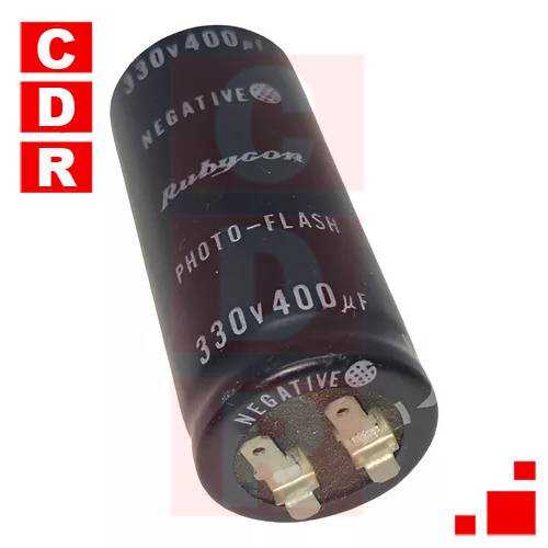 CAP. ELECTR. BLINDADO 330UF 400V 23X53MMTERMINAL PALA RUBYCON