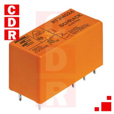 RT314024 16A PINNING 5MM 1 FORM C (CO) CONTACT SO163-BE 24VDC SCHRACK