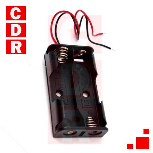 PORTAPILA 2 AA CON CABLE 15CM