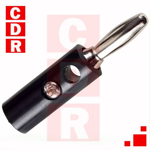 BANANA PLUG NEGRO C/DERIV. C/TORNILLO