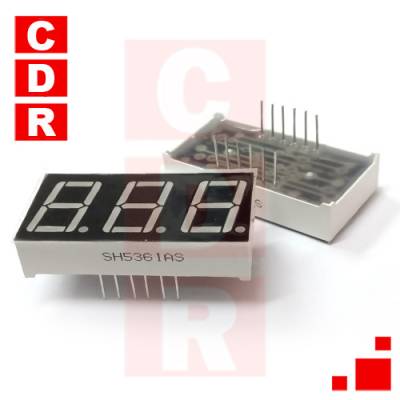 DISPLAY 0.56'' 7 SEG. 3 DIGIT SUPER BRITHT RED COMMON CATHODE (KYX-5361AS)