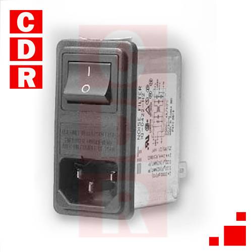 FILTRO DE LINEA 6A PANEL C/INTERRUPTOR Y PORTA FUSIBLE A PRESION 29X59X38MM METALICO IQ-0622HO