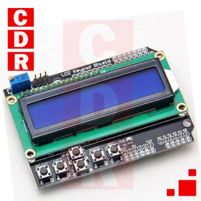 LCD MODULE SHIELD WITH BUTTONS TEXT BLUE BACKGROUND (16X2)