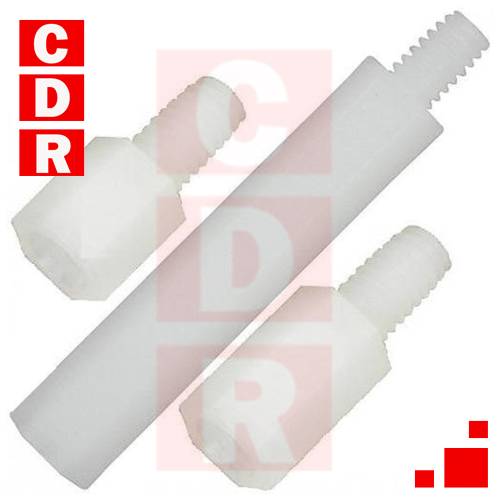 SEPARADOR DE PLASTICO HEXAGONAL CON ROSCA 10MM M-3 10+6