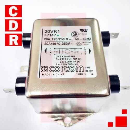 FILTRO DE LINEA 20A CHASIS 65X52X39 METALICO 20VK1 CORCOM