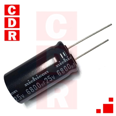 CAP. ELECTR. RADIAL 6800UF 25V 16X36MM 105º NICHICON