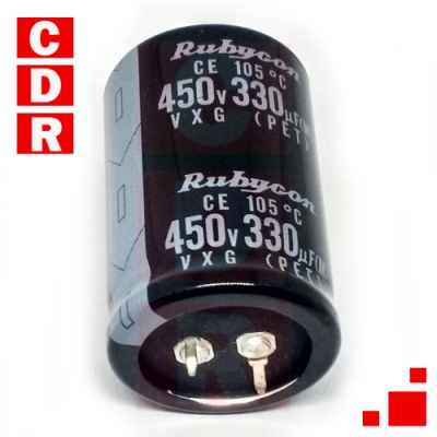 CAP. ELECTR. TERMINALES SNAP IN 330UF 450V 30X45 RUBYCON