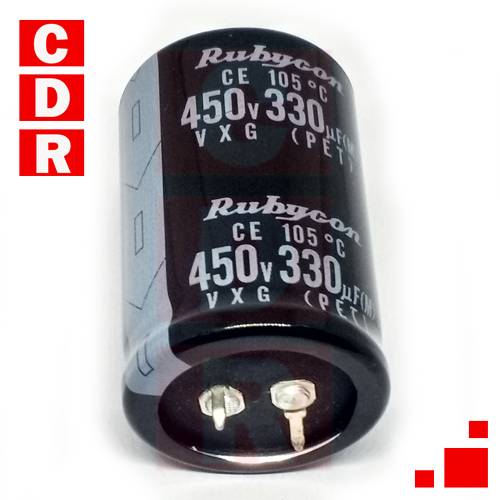 CAP. ELECTR. TERMINALES SNAP IN 330UF 450V 30X45 RUBYCON