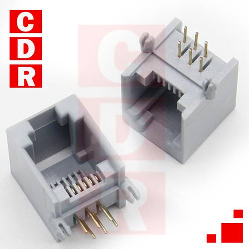 CONECTOR RJ12 HEMBRA 6P6C P/C.I. GRIS