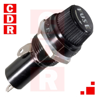 PORTAFUSIBLE P/PANEL 20X5MM C/MUESCA 10A 250V