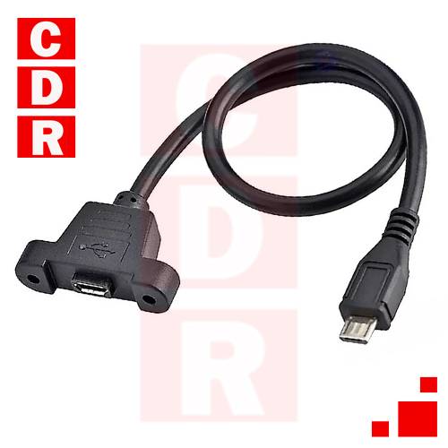 CABLE MICRO USB B MACHO A MICRO USB HEMBRA PANEL LARGO 30CM