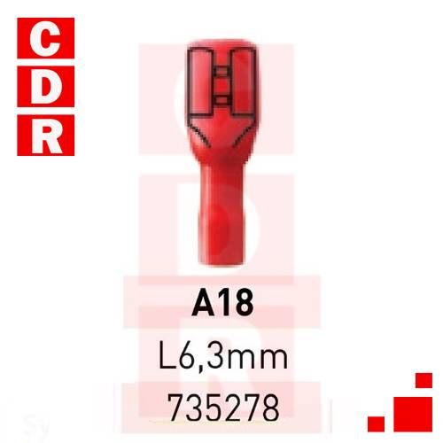 TERMINAL PALA AISLADA 0.25/1.64mm2 L6.3 (A20LCT)