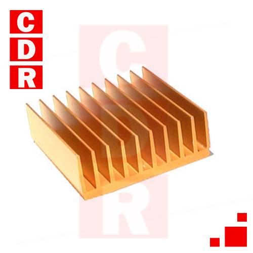 DISIPADOR ALETAS DORADO BASE 104MM ALT. 37MM LARGO 10CM ESP. NÚCLEO 6.2MM