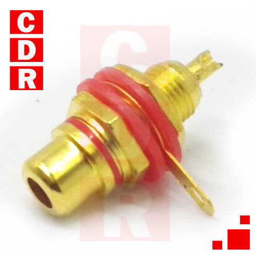 CONECTOR RCA HEMBRA CHASIS, DORADOS (ROJO)