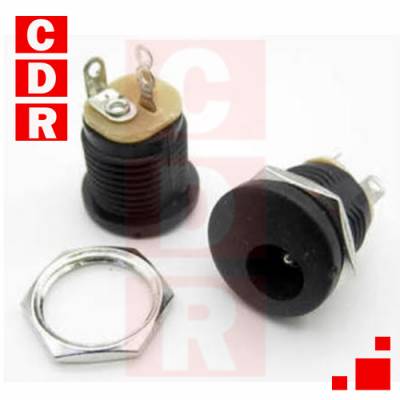 JACK FEMALE CONNECTOR FOR PANEL WITH 2.1MM DIAMETER INNER PIN. EXTERNAL MEASUREMENTS 12 x 15 MM OEM 