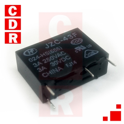 JZC-43F 024-HS RELAY COIL 24V 3A 30VDC 250VAC HF