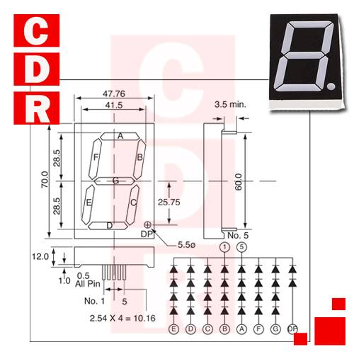 7 SEGMENT LED DISPLAY RED 20MA 8.4V 7.8MCD 1 58.42MM (AND-2307SAL)