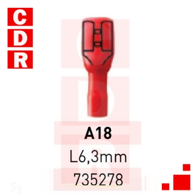 TERMINAL PREAISLADO PALA ROJO 0.25/1.64MM2 L:6.3MM 735278 AMP