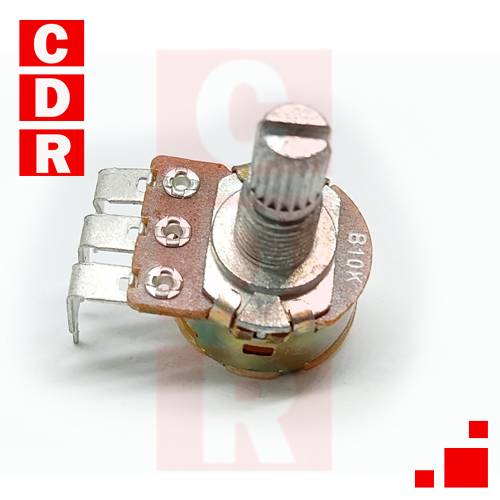 POTENCIOMETRO LINEAL 10K C/LLAVE PINES 90º EJE 8MM TAMBOR 17MM