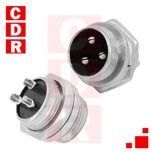 CONECTOR DE MICROFONO DIN 3 PATAS MACHO/CHASIS C/ROSCA