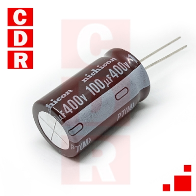 CAP. ELECTR. RADIAL 100UF 400V 105ºC 18X30MM NICHICON