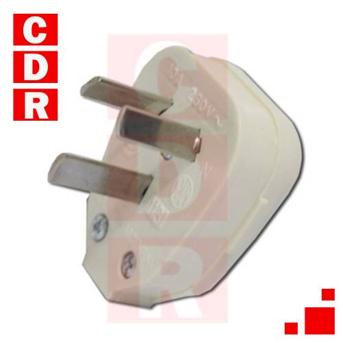 FICHA ENCHUFE MACHO S/LAT. C/N 220V 10A BLANCA GIRATORIA