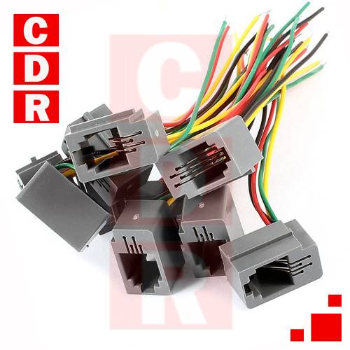 CONECTOR RJ9 HEMBRA 4P4C C/CABLES 20CMS. S/TERM.