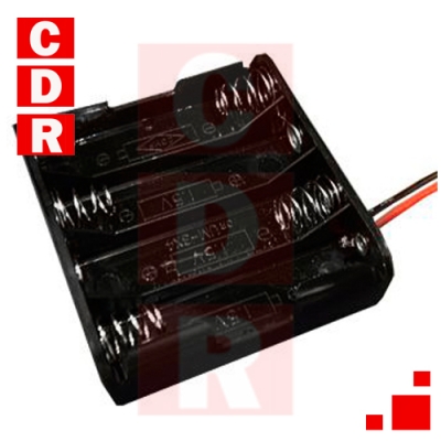 PORTAPILA X4 AA CON CABLE SIN TAPA NI LLAVE