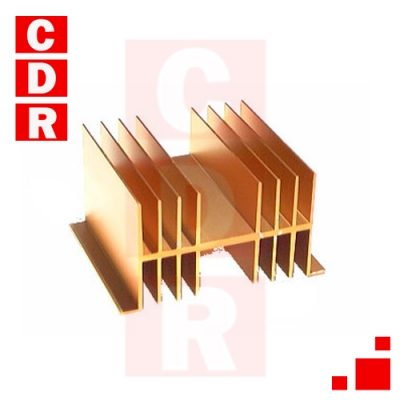 DISIPADOR MEDIA POTENCIA DORADO BASE 120MM ALT. 66MM LARGO 10CM ESP. NÚCLEO 32MM