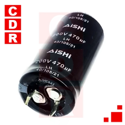 CAP. ELECTR. BLINDADO 470UF 200V 105° 20X40MM SNAP-IN AISHI