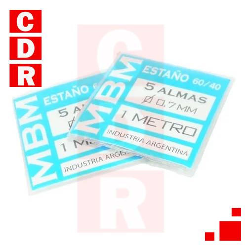 ESTAÑO 60/40 5 ALMAS 0.7MM 1MT MBM
