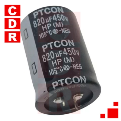 CAP. ELECTR. BLINDADO SNAP-IN 820UF 450V 105º 35X52MM PTCON